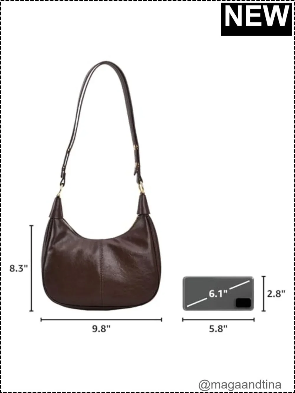 Small Hobo Bag Women Faux Leather Crescent Crossbody Shoulder Purse